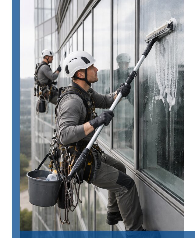 Высотная мойка сплошного остекления с выездом в Ишимбае