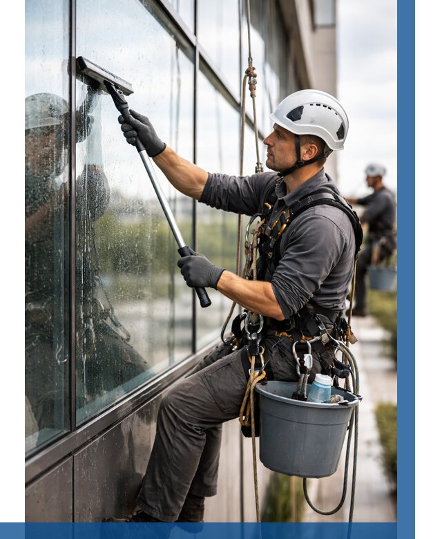 Мойка стеклянных фасадов в Ишимбае от 203 р. | ВЫСОТНИК-Шмб