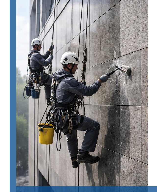 Профессиональная мойка фасада из керамогранита в Ишимбае