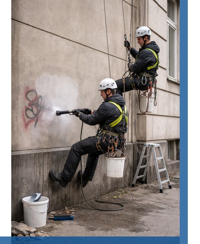 Удаление граффити с фасада в Ишимбае от 4563 р. | ВЫСОТНИК-Шмб