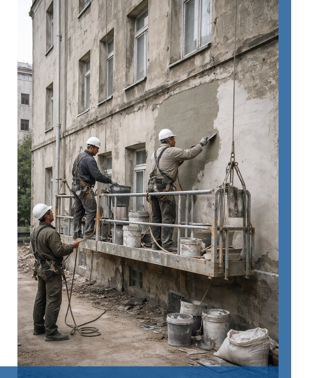 Капитальный ремонт фасада в Ишимбае от 4259 р. | ВЫСОТНИК-Шмб