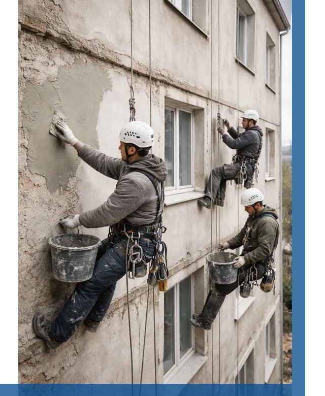 Ремонт штукатурного фасада в Ишимбае от 761 р. под ключ | ВЫСОТНИК-Шмб