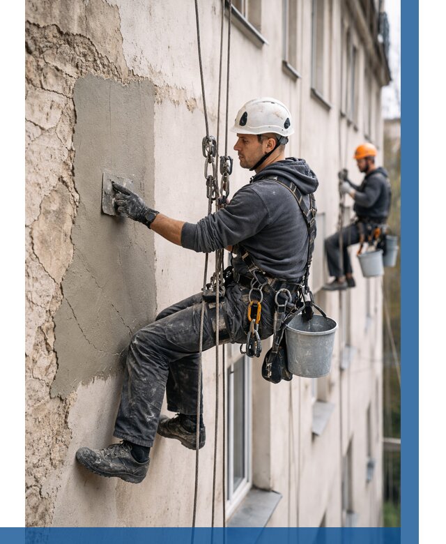 Восстановление штукатурки фасада в Ишимбае от 1217 р. | ВЫСОТНИК-Шмб