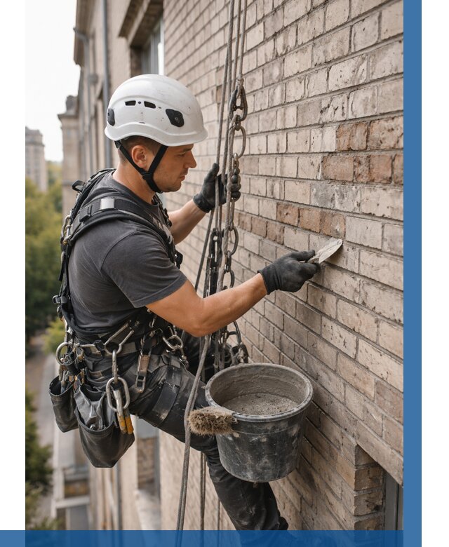 Ремонт кирпичной кладки фасада в Ишимбае от 1825 р. | ВЫСОТНИК-Шмб