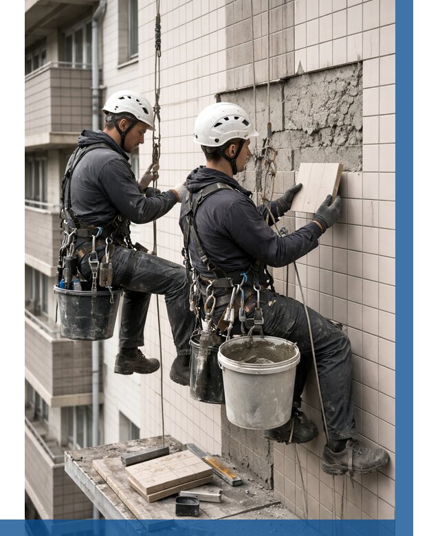 Ремонт облицовки фасада плиткой в Ишимбае от 1825 р. | ВЫСОТНИК-Шмб