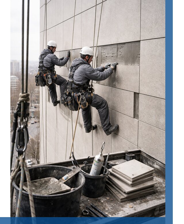 Ремонт фасада из керамогранита в Ишимбае от 2535 р. | ВЫСОТНИК-Шмб