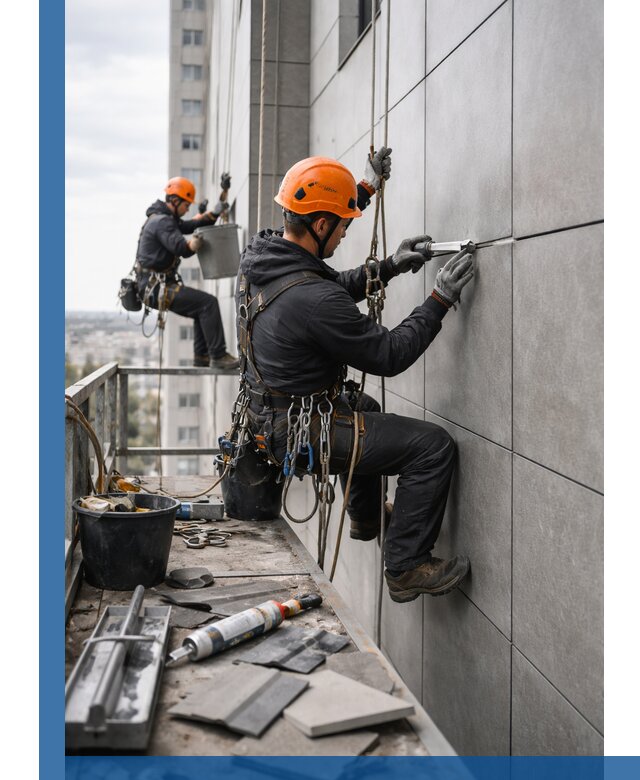 Профессиональный ремонт фасада из керамогранита в Ишимбае