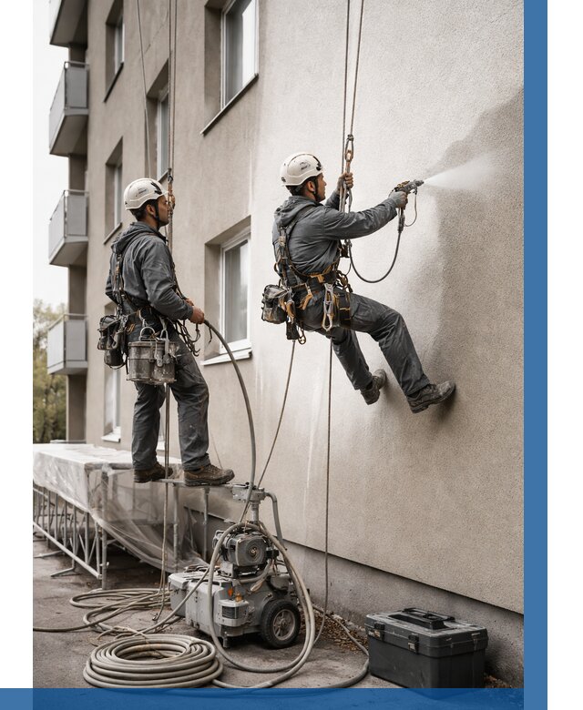 Безвоздушная покраска фасада в Ишимбае от 223 р/м² | ВЫСОТНИК-Шмб