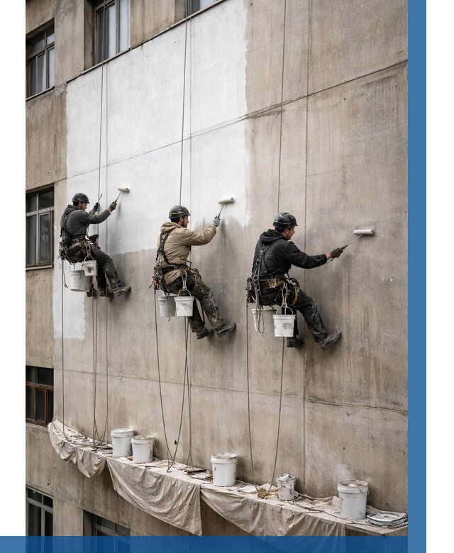 Покраска бетонного фасада в Ишимбае от 355 р за м2 | ВЫСОТНИК-Шмб