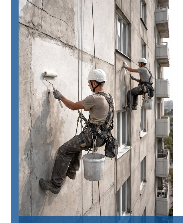 Покраска бетонного фасада в Ишимбае для жилых и промышленных объектов