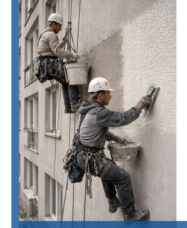 Нанесение декоративной штукатурки короед на фасад в Ишимбае