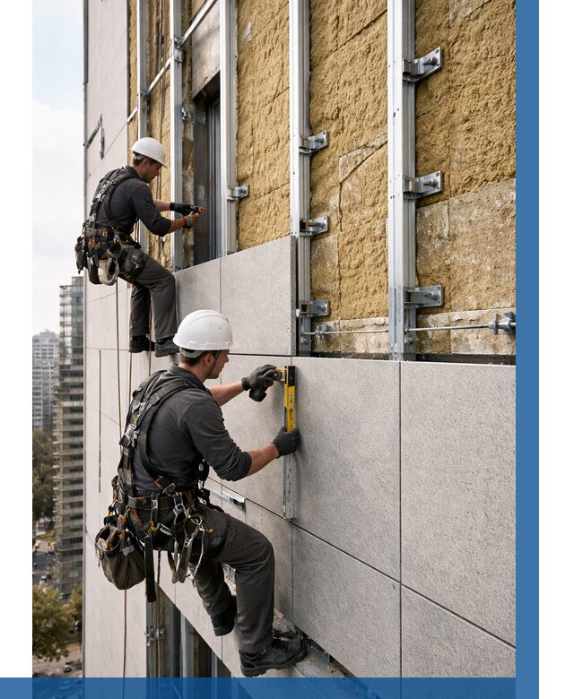 Монтаж вентилируемого фасада в Ишимбае от 3549 р. | ВЫСОТНИК-Шмб