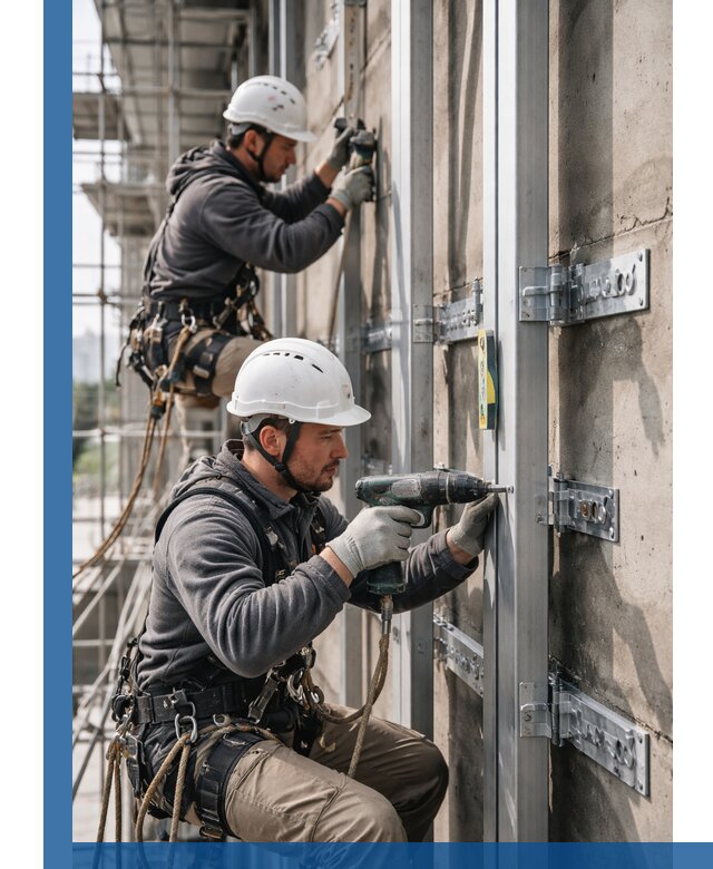 Монтаж и крепление подсистемы вентфасада в Ишимбае