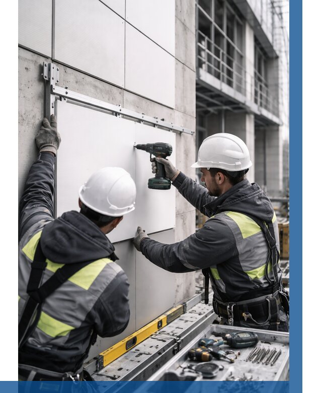 Монтаж композитных панелей фасада в Ишимбае от 2535 р. | ВЫСОТНИК-Шмб