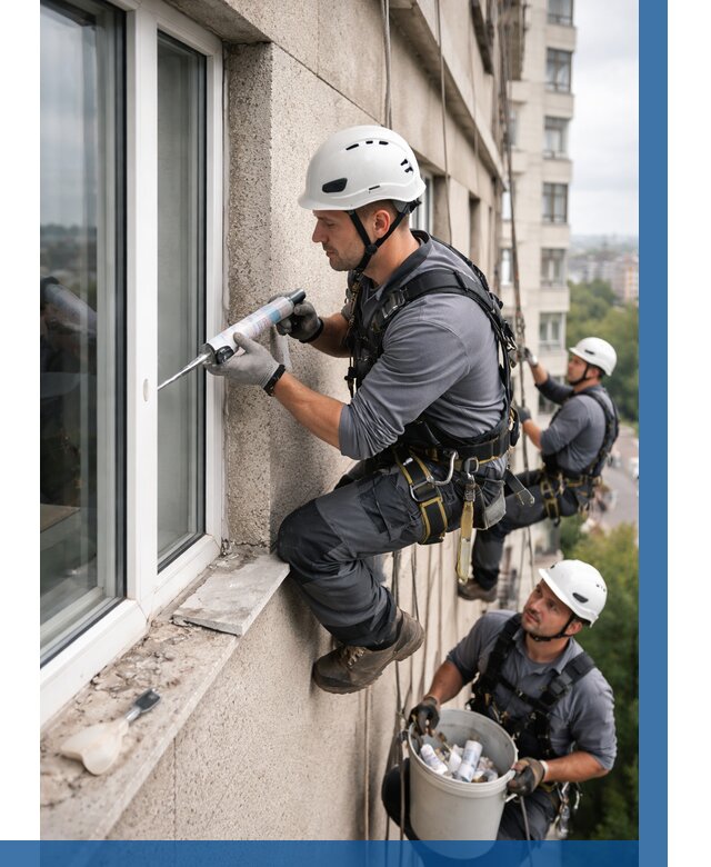 Герметизация оконных швов снаружи в Ишимбае от 1521 р. | ВЫСОТНИК-Шмб