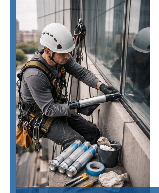 Герметизация стыков витража в Ишимбае для герметичных фасадов