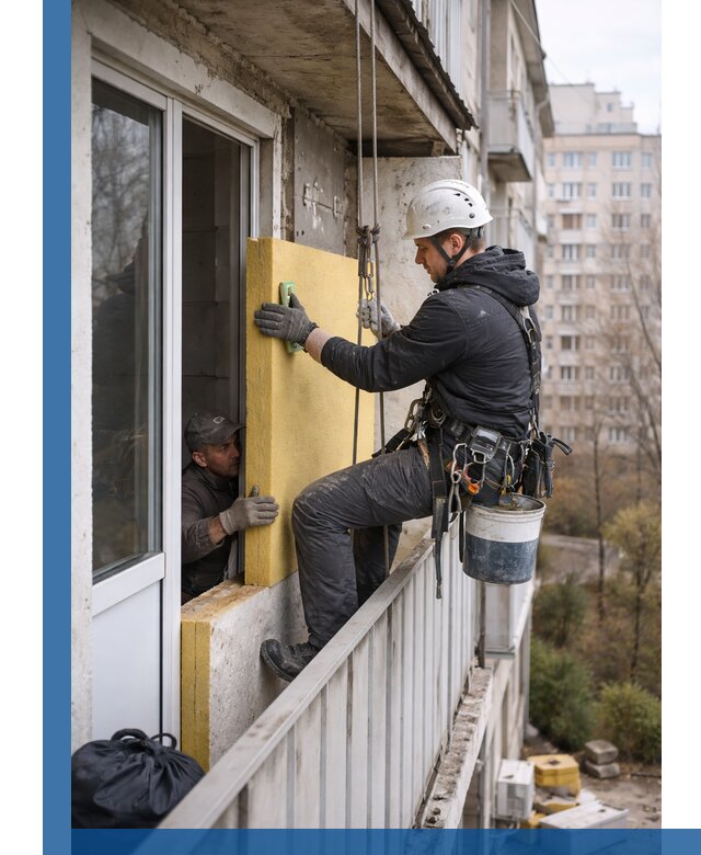 Профессиональное утепление балкона снаружи в Ишимбае под ключ