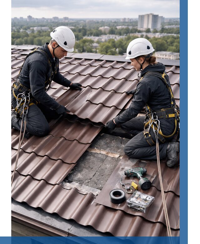 Ремонт металлочерепицы на крыше в Ишимбае от 913 р. | ВЫСОТНИК-Шмб