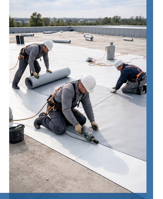 Монтаж мембранной кровли под ключ в Ишимбае от 1217 р. | ВЫСОТНИК-Шмб