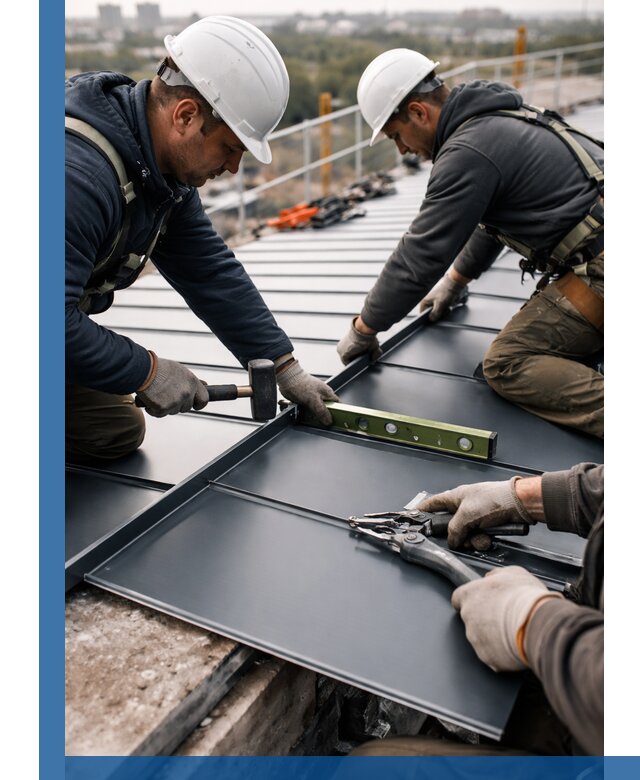 Монтаж фальцевой кровли в Ишимбае для промышленных зданий