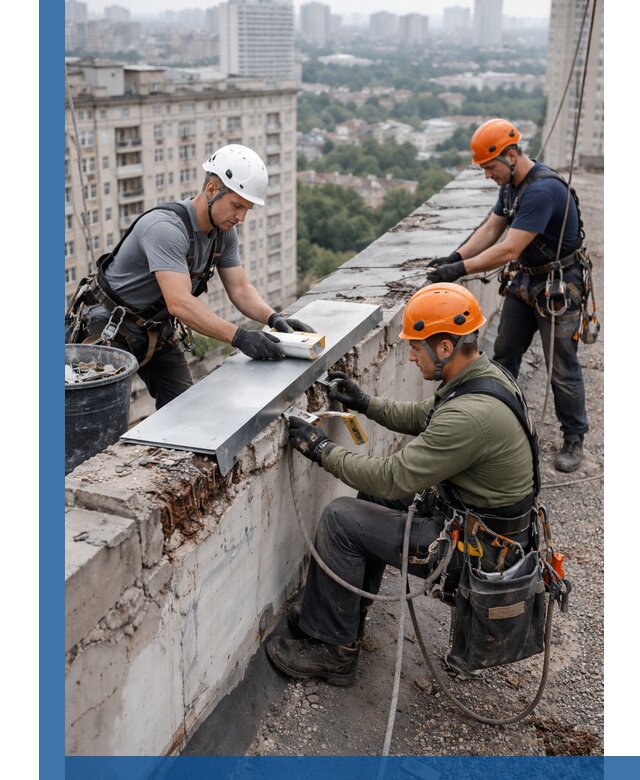 Ремонт парапета на кровле в Ишимбае, высотные работы с гарантией