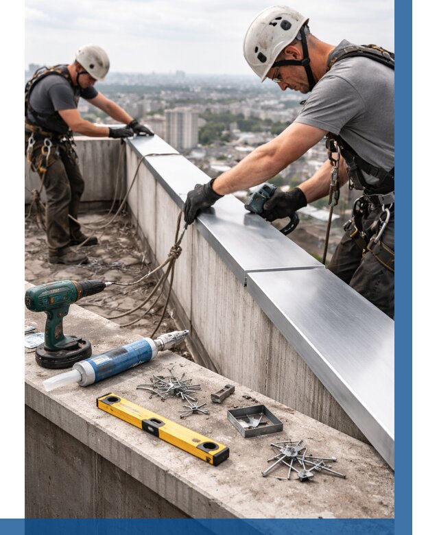 Монтаж парапетных крышек в Ишимбае от 811 р. | ВЫСОТНИК-Шмб