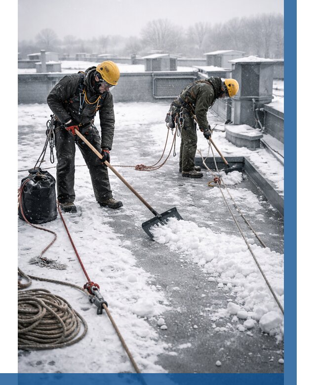 Очистка крыши от снега в Ишимбае от 7606 р. | ВЫСОТНИК-Шмб