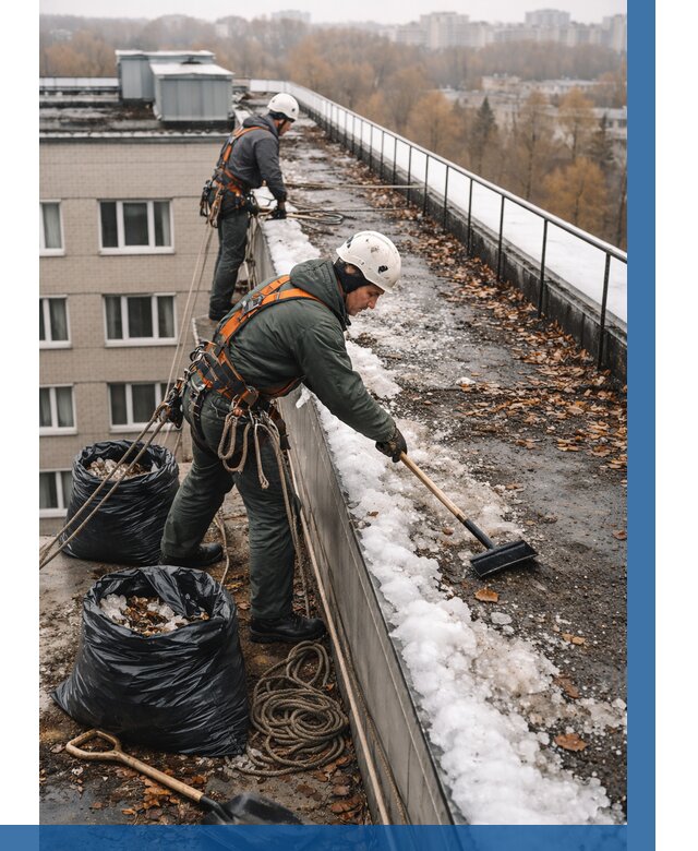 Очистка кровли по периметру в Ишимбае от 558 р. | ВЫСОТНИК-Шмб