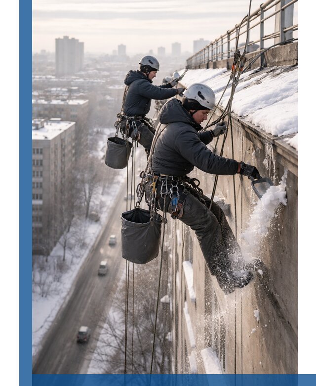 Очистка карнизов от снега в Ишимбае профессионально и безопасно