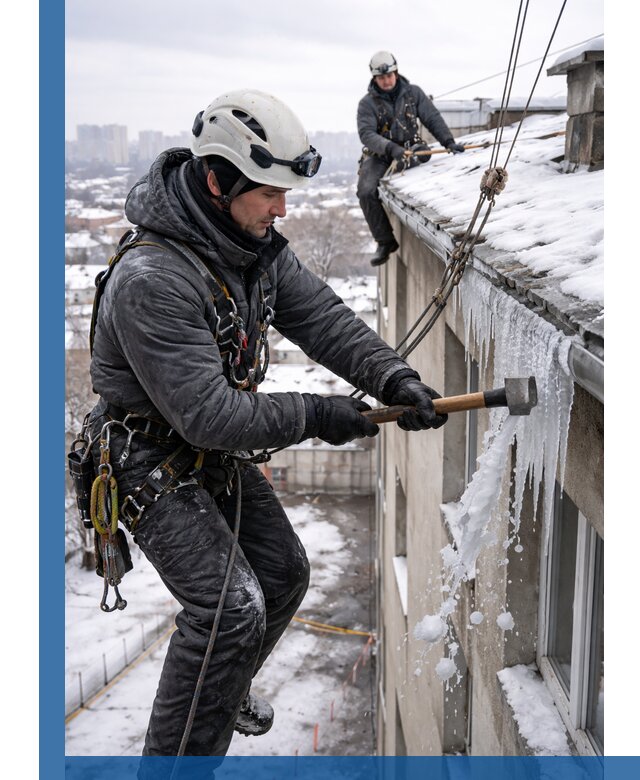 Сбивание и удаление сосулек с крыши в Ишимбае безопасно