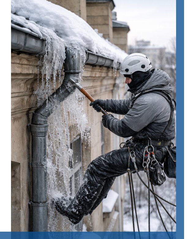 Очистка водостоков от льда в Ишимбае от 3549 р. | ВЫСОТНИК-Шмб