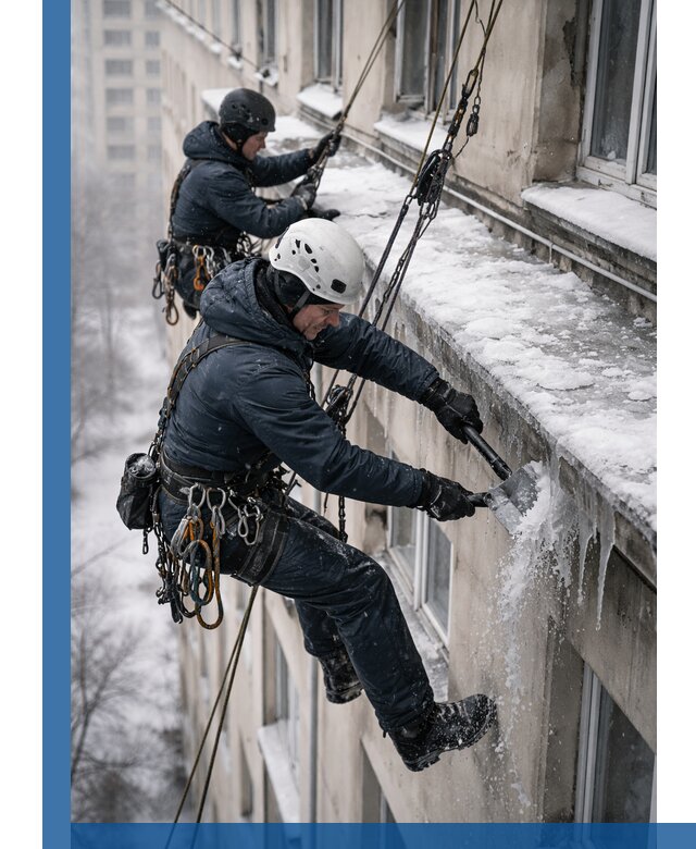 Удаление наледи и сосулек с карнизов в Ишимбае профессионально