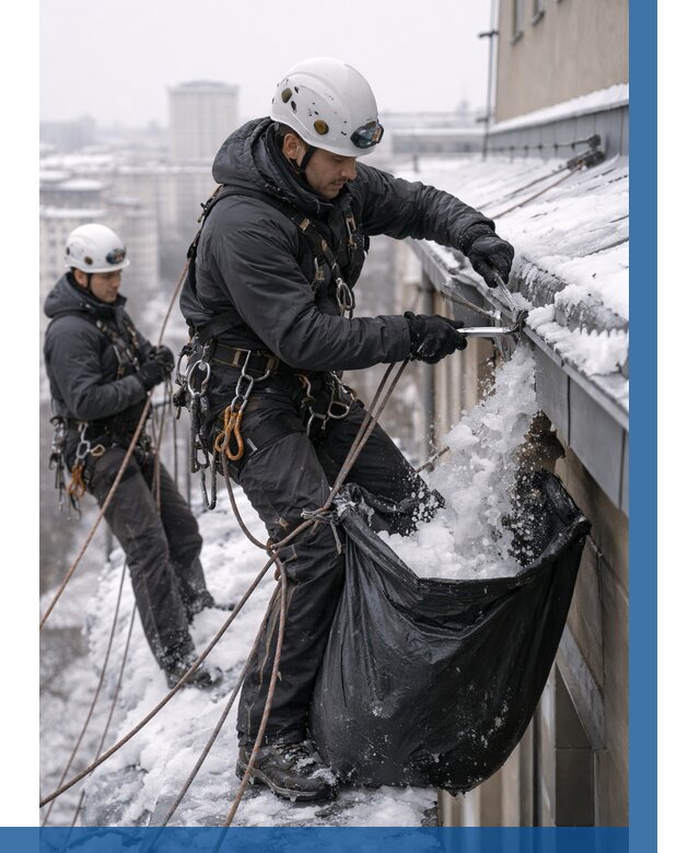 Аварийная очистка крыши в Ишимбае под ключ от 304 р. | ВЫСОТНИК-Шмб