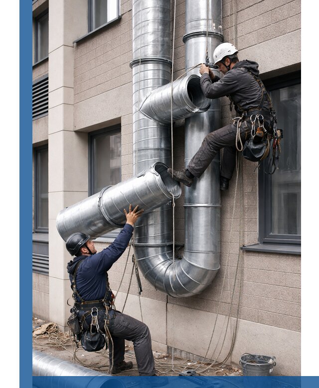 Монтаж фасадных воздуховодов в Ишимбае с герметизацией и крепежом