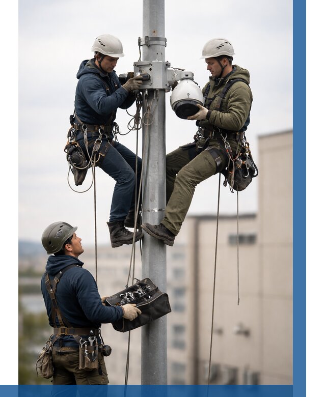 Установка видеокамер на мачте в Ишимбае от 8620 р. | ВЫСОТНИК-Шмб