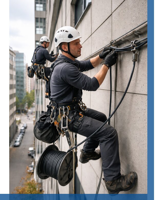 Прокладка кабеля по фасаду в Ишимбае от 355 р. | ВЫСОТНИК-Шмб