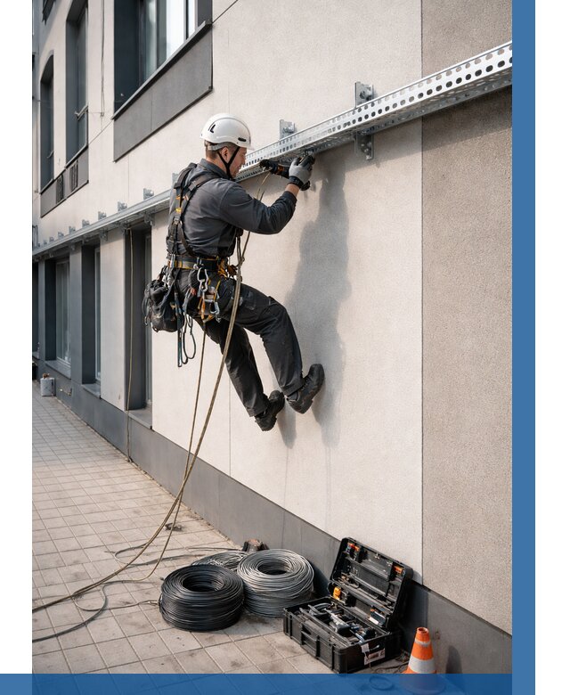 Монтаж кабельных лотков на фасаде в Ишимбае от 1217 р. | ВЫСОТНИК-Шмб