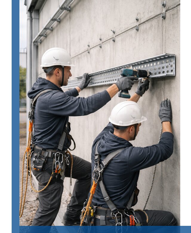 Монтаж кабельных лотков на фасаде зданий в Ишимбае с гарантией