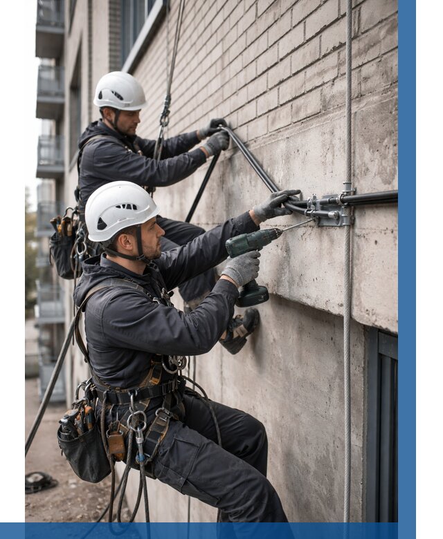 Крепление кабеля на фасаде в Ишимбае от 355 р. | ВЫСОТНИК-Шмб