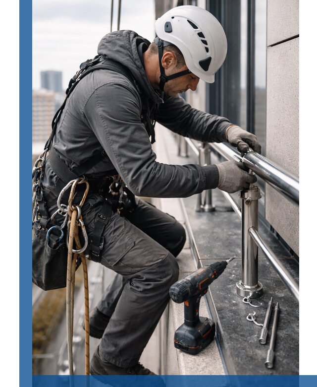 Монтаж ограждений на высоте в Ишимбае для зданий и конструкций