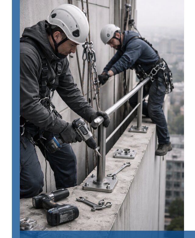 Монтаж перил на высоте в Ишимбае для жилых и промобъектов