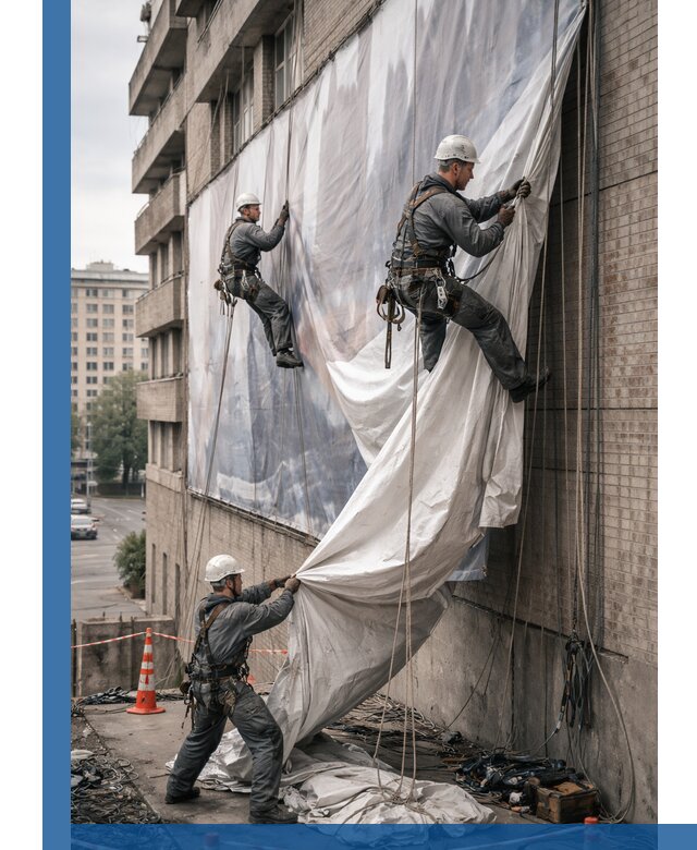 Демонтаж баннеров с фасада в Ишимбае оперативно и безопасно