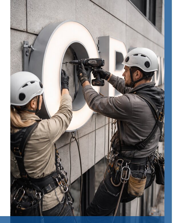 Монтаж световых букв в Ишимбае от 3042 р. под ключ ВЫСОТНИК-Шмб