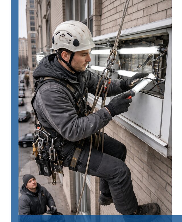 Профессиональная замена ламп в наружной вывеске в Ишимбае