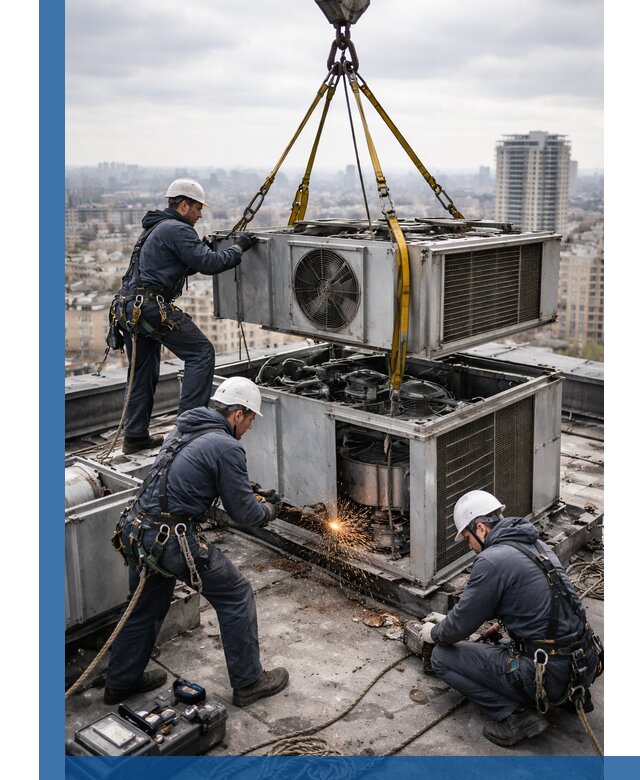 Демонтаж крышной установки в Ишимбае любой сложности