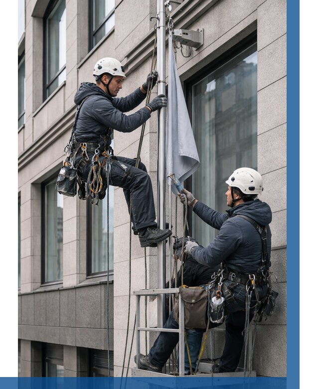 Установка флагов на фасаде в Ишимбае от 4563 р. | ВЫСОТНИК-Шмб