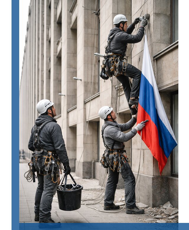 Профессиональная установка флагов на фасаде в Ишимбае