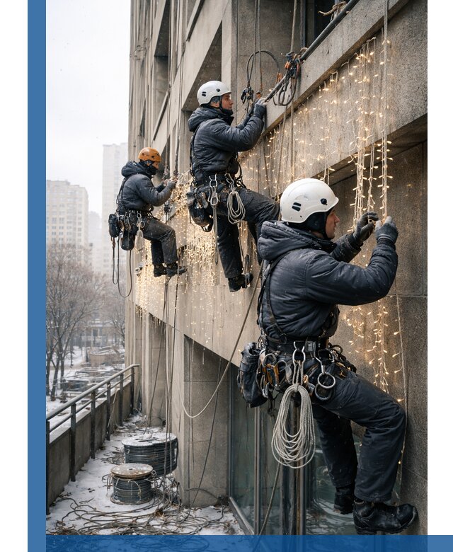 Монтаж новогодней иллюминации и украшение фасадов в Ишимбае