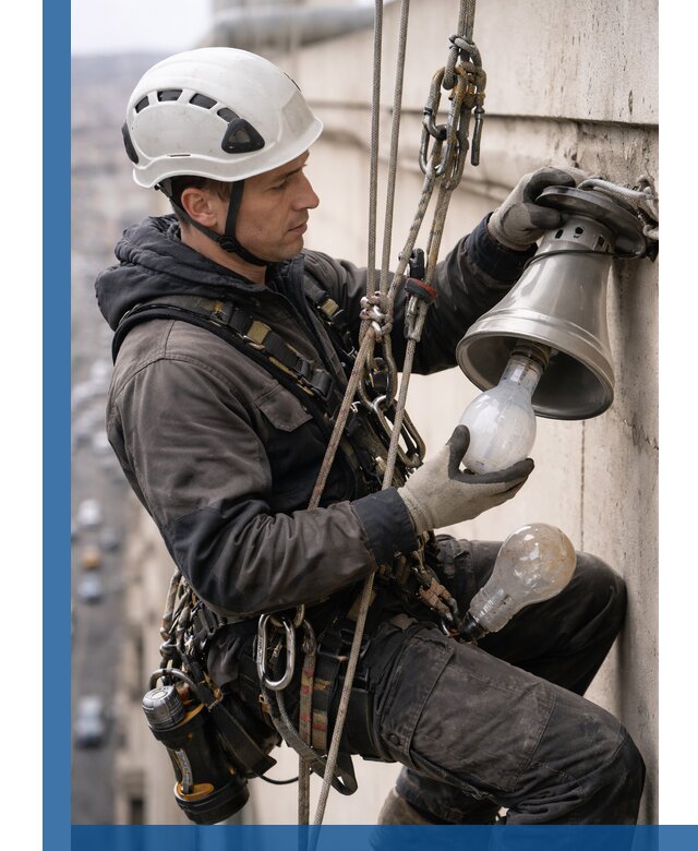 Замена ламп на высоте в Ишимбае профессионально и быстро