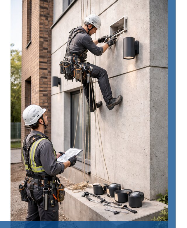 Монтаж фасадного освещения в Ишимбае от 2535 р. | ВЫСОТНИК-Шмб